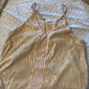 Gold sequin tank